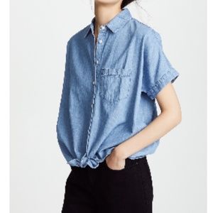 Madewell Chambray Tie Front Shirt, XS